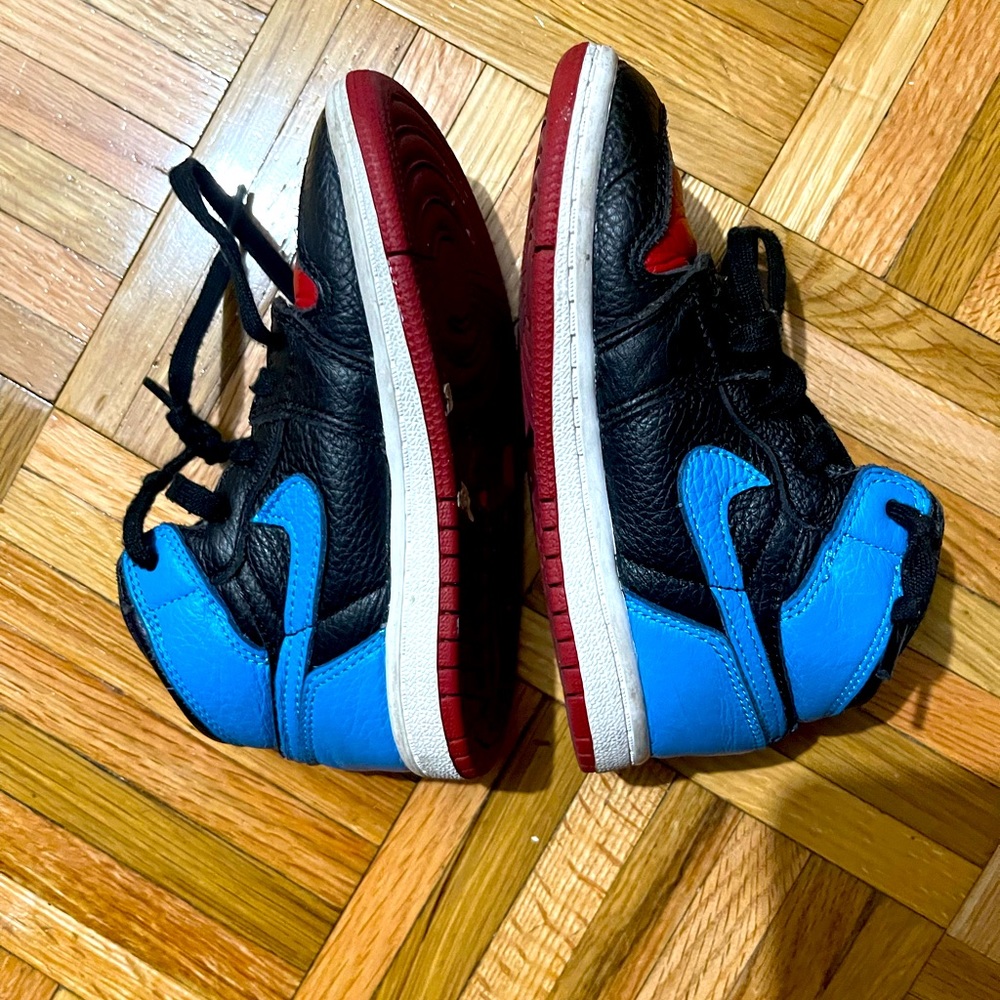 Red blue and black toddlers Jordan 1s
